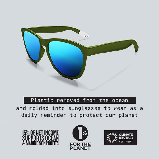 Recycled Ocean Plastic Polarized Sunglasses – Olive / Teal