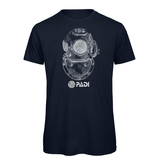 T-Shirt - PADI Vintage Diving Helmet Tee - Navy